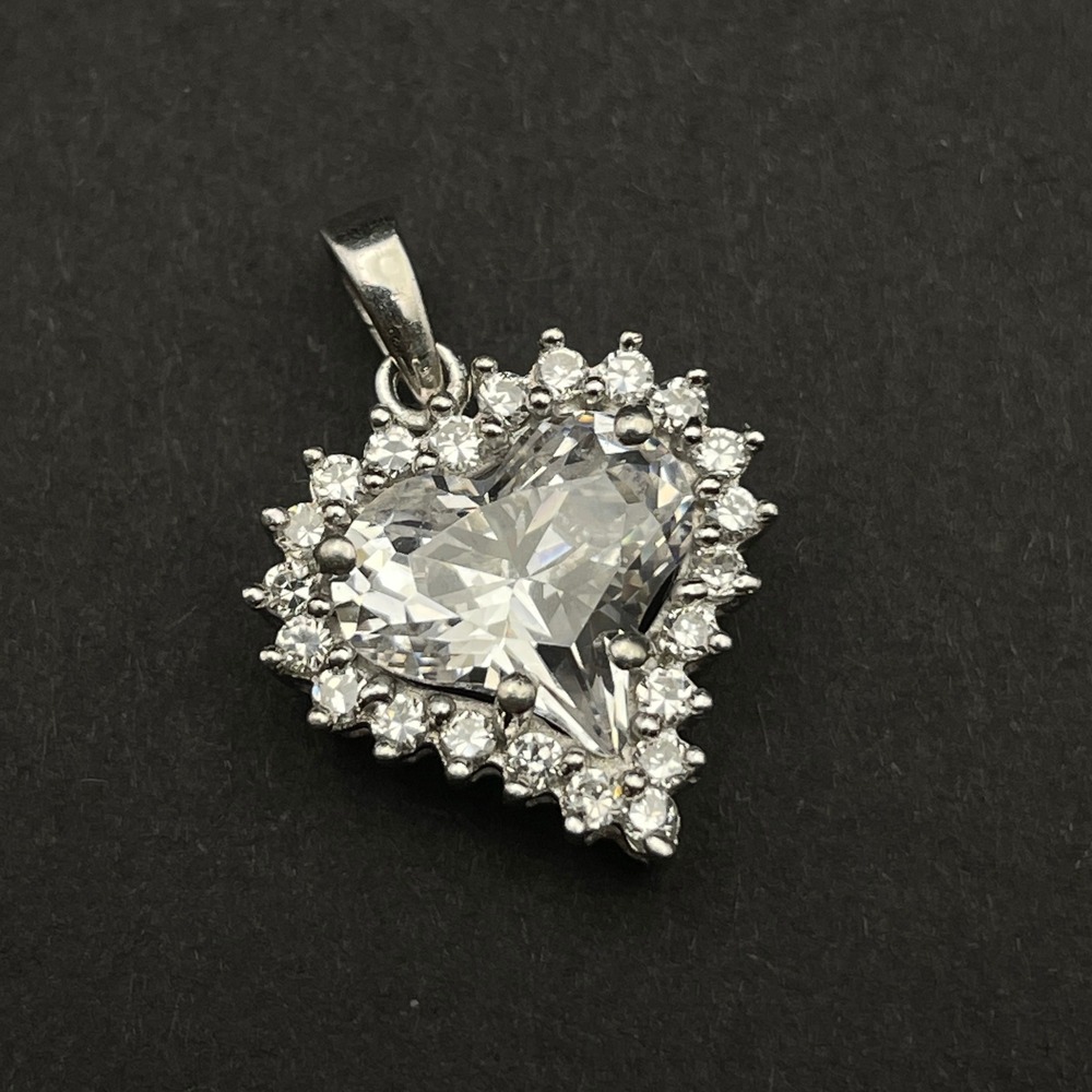 Sterling Silver CZ Sparkling Heart Pendant‎